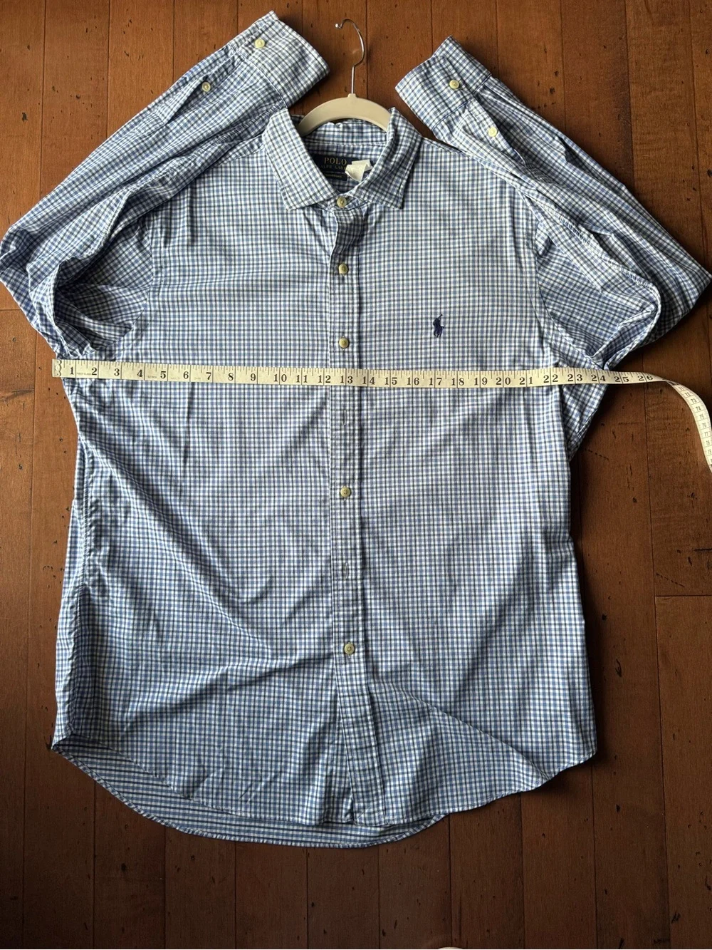 Ralph Lauren Small Blue & White Check Button-Down Dress Shirt